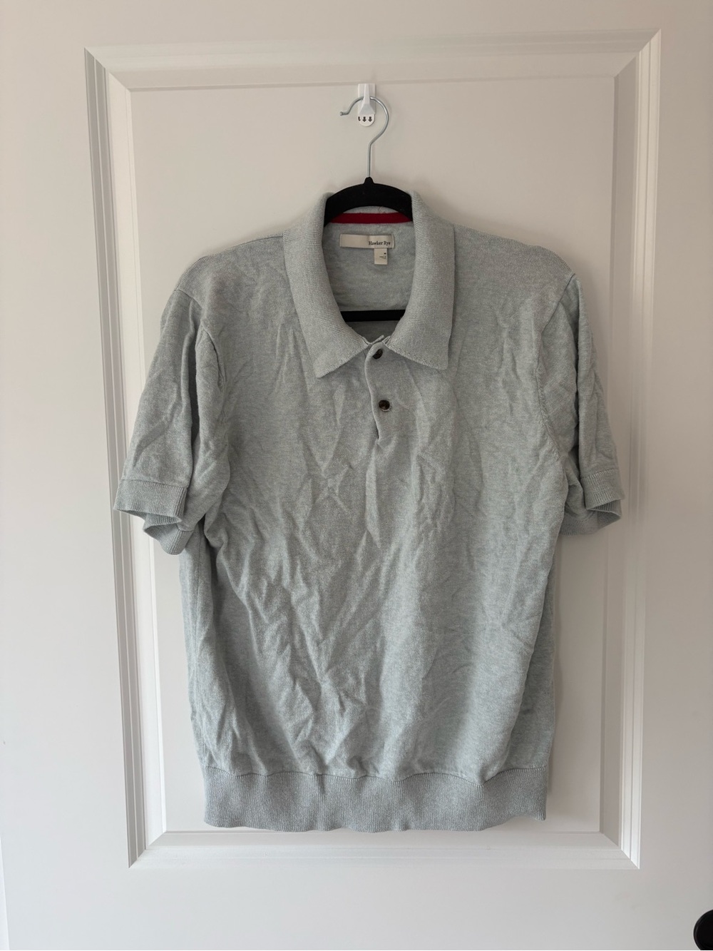 Men's Light Gray Short-Sleeve Polo Sweater